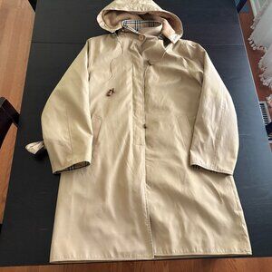 Vintage Womens Burberry Lined Hooded Trench Coat Size XL London